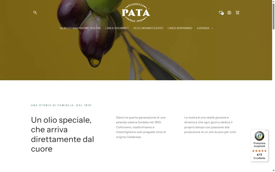 Olio Pata website built by REGICODE